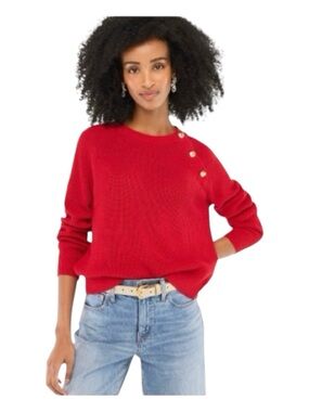 J. CREW Button Raglan Crewneck Sweater, Size M.